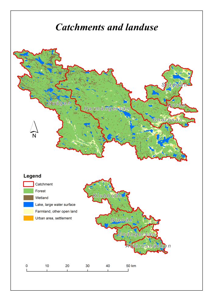 Hudiksvall Catchment and Landuse Map.png